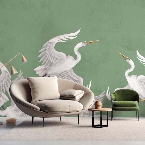Taking flight green heron wall mural from Wallpaper Online Canada