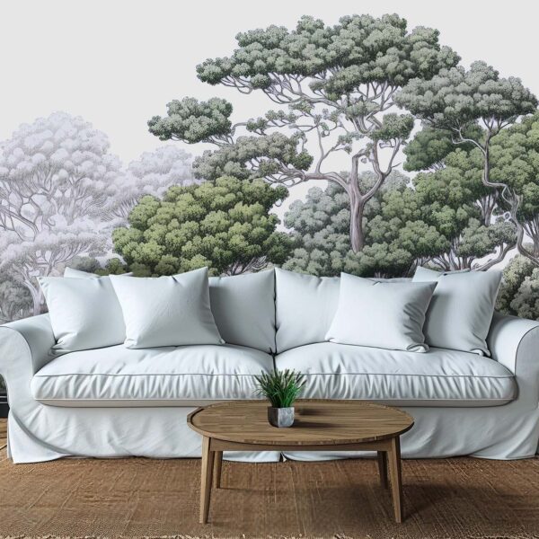 An artistic wallpaper of a forest. Wallpaper for sale from Wallpaper Online Canada