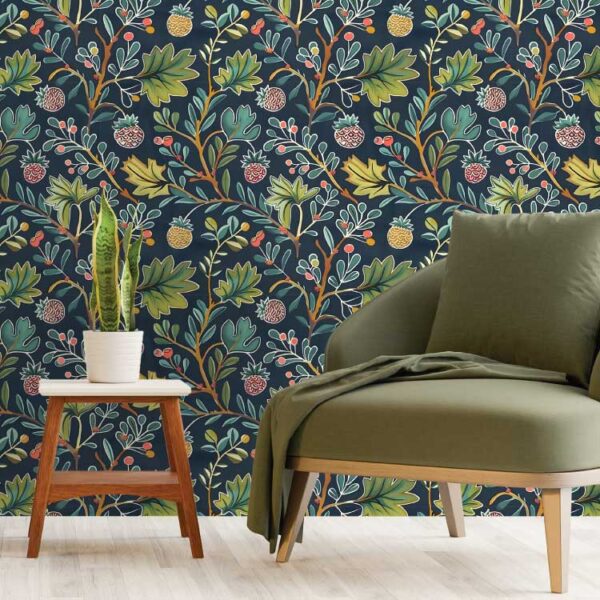 Floral Folk - This enchanting Floral Folk wallpaper brings vintage botanical charm to any space with its intricate
