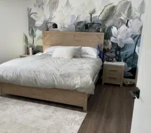 Kevin from Manitoba changed the whole feeling of his bedroom with our Trumpets wallpaper mural