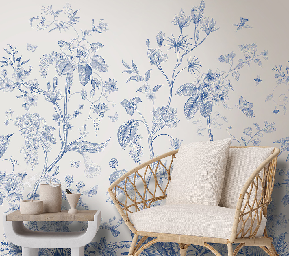 BABYLON MURAL ORIGINAL BLUE 1 | Peel & Stick Wallpaper Online | Proudly Made in Canada