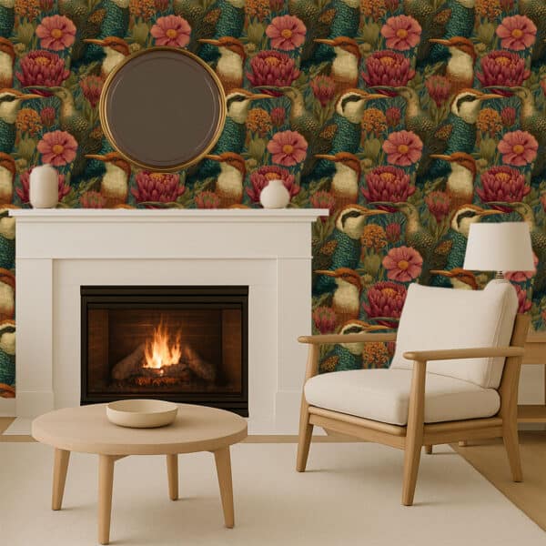 Sunfisher Proteas - Canadian-made peel and stick wallpaper for living room and bedroom walls