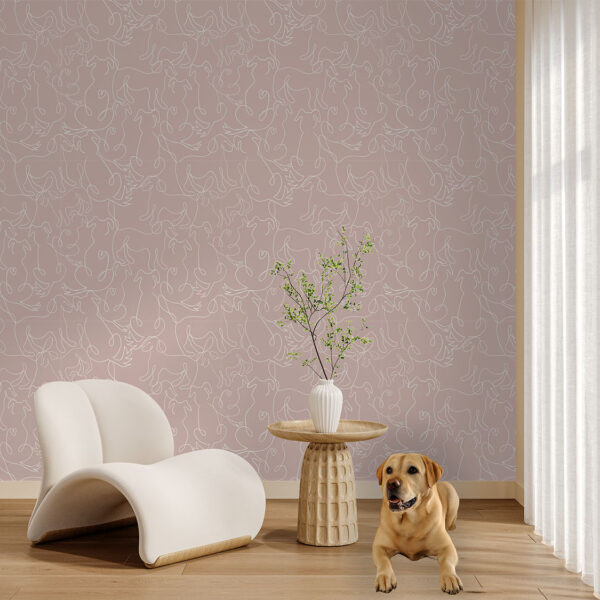 A Dogs Love in Pink - Canadian-made peel and stick wallpaper for nursery and bedroom walls