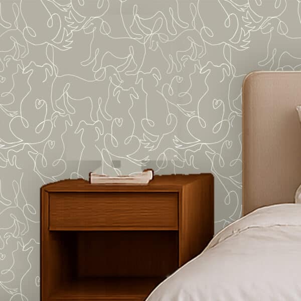 Room setting preview - A Dogs Love Beige medium-scale pattern, Canadian wallpaper