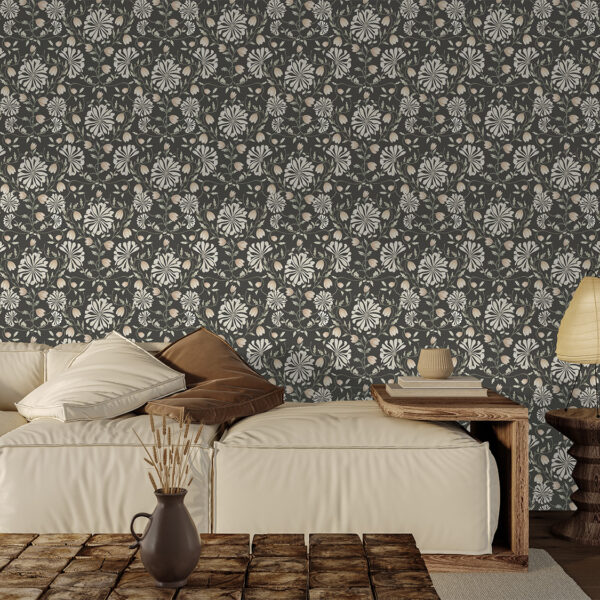 Florence Florals Dark Chocolate Wallpaper