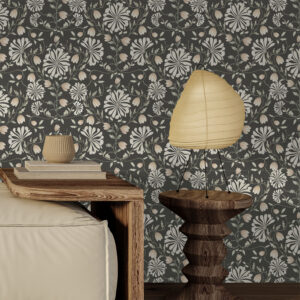 Florence Florals wallpaper by Canadian artist Sabina Maria is a graceful blend of vintage charm and painterly detail.  The hand-painted look gives the design a warm, organic feel while the structured repeat adds a sense of classic refinement. Perfect for romantic bedrooms, charming guest rooms, or statement powder rooms, this wallpaper brings a timeless, garden-inspired beauty indoors.