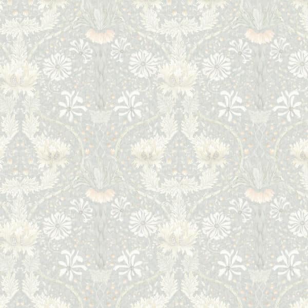 Honeysuckle Damask in Lighter Blue Wallpaper