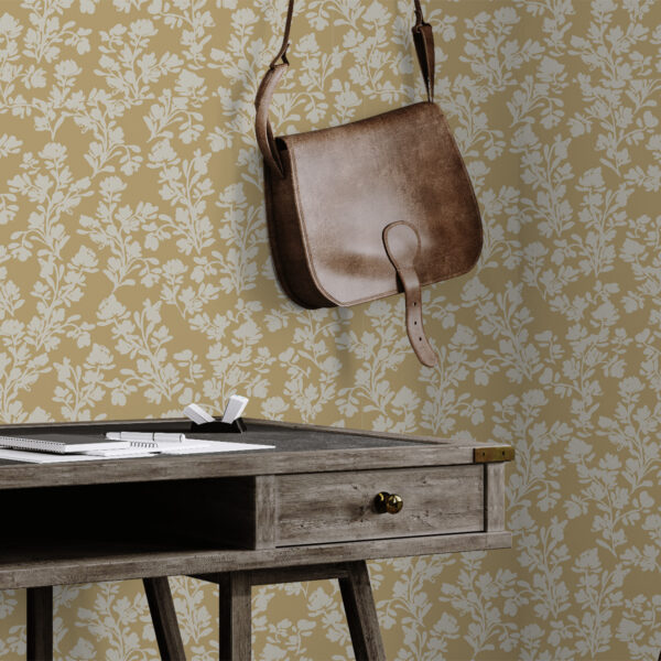 "Malina Sweet Peas" Wallpaper by Sabina Maria Malina Sweet Peas by Canadian artist Sabina Maria is a warm, inviting wallpaper design that balances vintage charm with botanical simplicity.