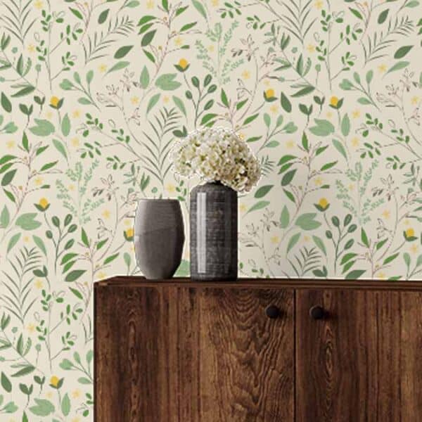 Farmhouse Spring Meadow Floral in Greens, and Soft Yellows