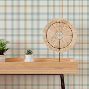 This is a zoomed-in classic tartan pattern in pastel tones for wall decor
