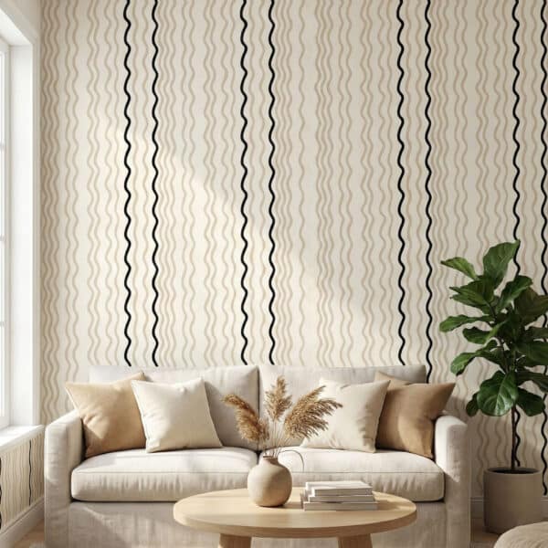 Ripple Rhythm - Canadian-made peel and stick wallpaper for living room and bedroom walls