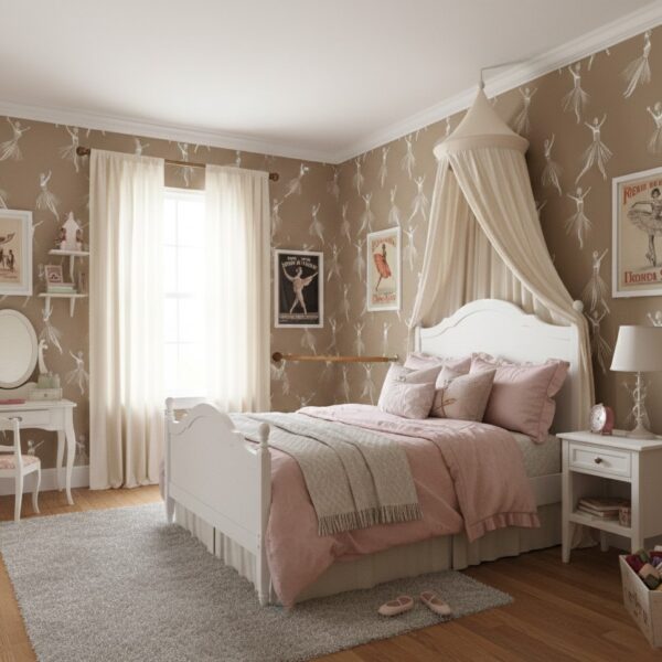 Prima Ballerina - Canadian-made peel and stick wallpaper for bedroom and nursery walls