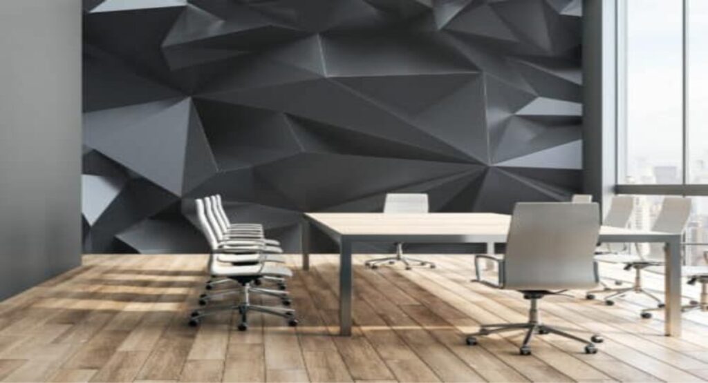A 3D Mural Sapphire wallpaper in an office