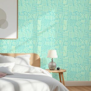 A zoomed-in trace Your Steps wallpaper close-up showing scattered mint brushstroke marks on teal.