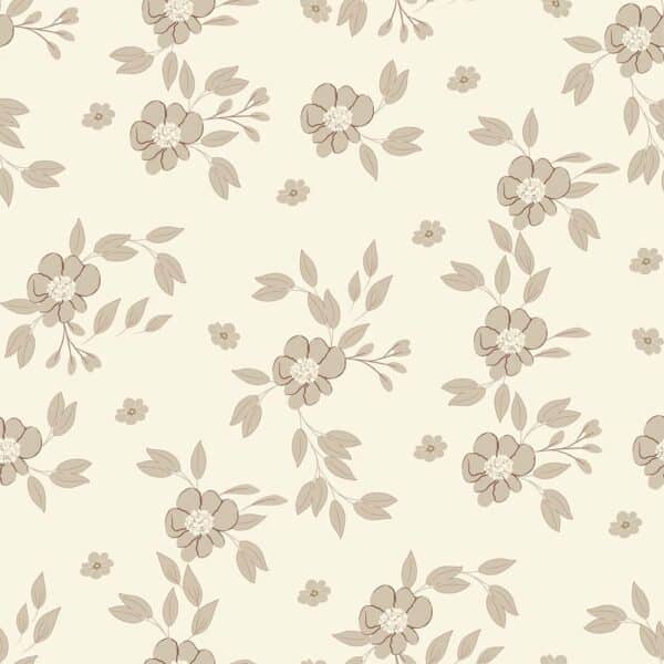 Room setting preview - Flowery Hardwick White medium-scale pattern, Canadian wallpaper