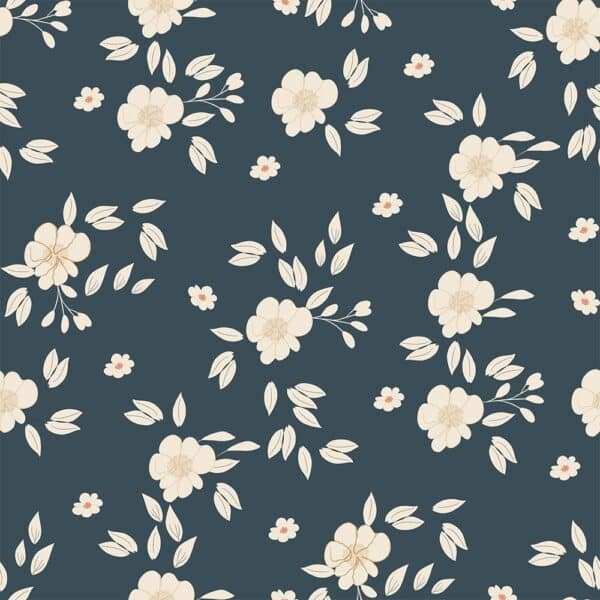 Room setting preview - Hazel Wallpaper in Midnight Bloom medium-scale pattern, Canadian wallpaper