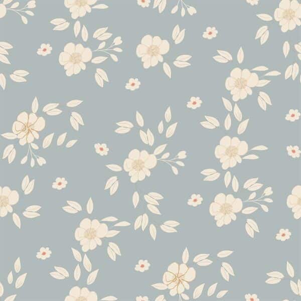 Room setting preview - Hazel Wallpaper in Powder Blue medium-scale pattern, Canadian wallpaper