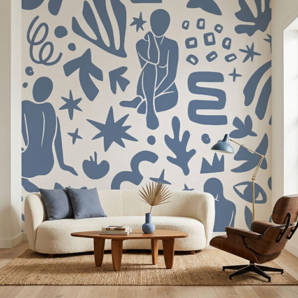 Abstract Muse Blue Wallpaper - Indulge in the refined elegance of this sophisticated abstract wallpaper, featuring a rich