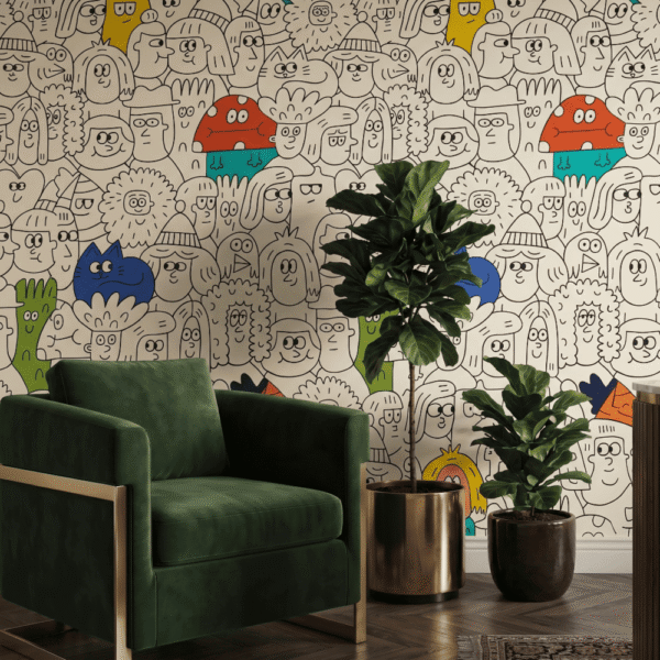 Doodle Crowd - Dolce Olive Watercolour Wallpaper brings serene botanical charm with its hand-painted watercolour aesthetic
