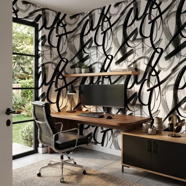 Midnight Gesture - Dolce Olive Watercolour Wallpaper brings serene botanical charm with its hand-painted watercolour