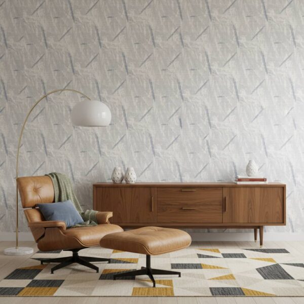 Aged Brush Strokes Wallpaper wallpaper in a Mid-Century Modern room