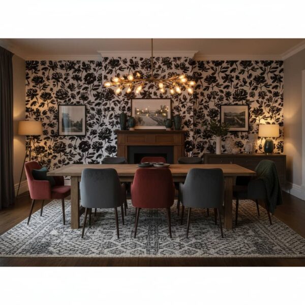 Campanillas Shadow Wallpaper wallpaper in a Statement Dining Room room