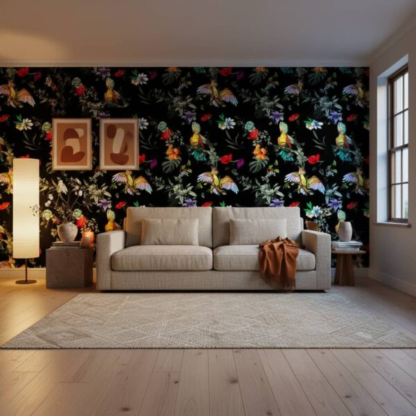 Crowned Saturation Wallpaper wallpaper in a Japandi room