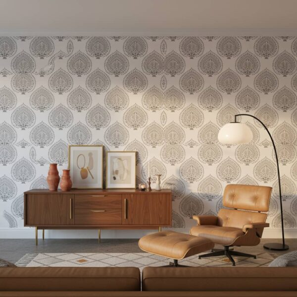 Deep Aces Wallpaper wallpaper in a Mid-Century Modern room