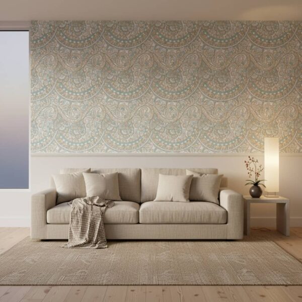 Della Compliments Wallpaper wallpaper in a Japandi room