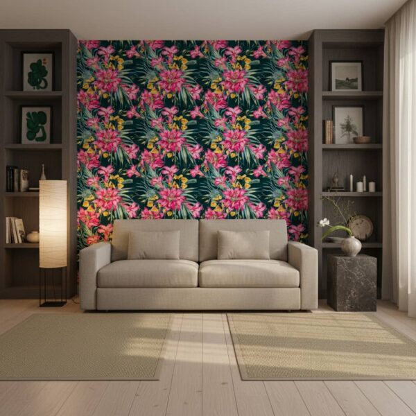 Digbyana Tropics Wallpaper wallpaper in a Japandi room