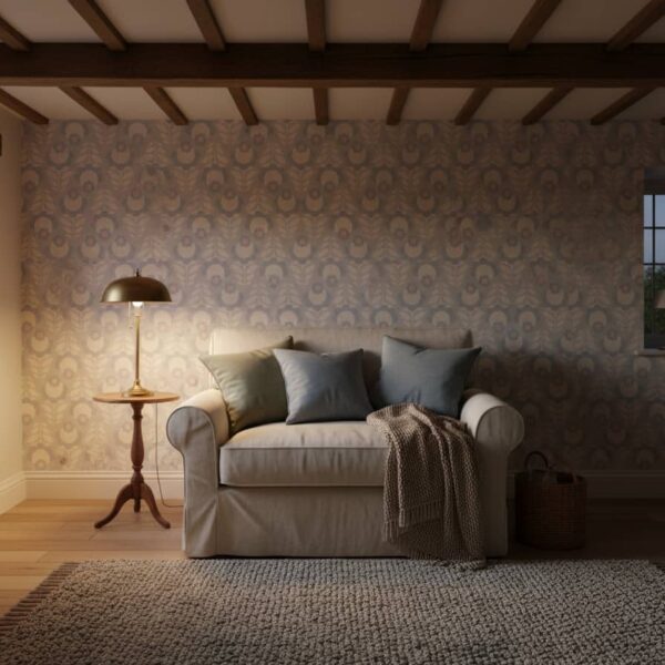 Emily Blue Wallpaper wallpaper in a Cottage Country room