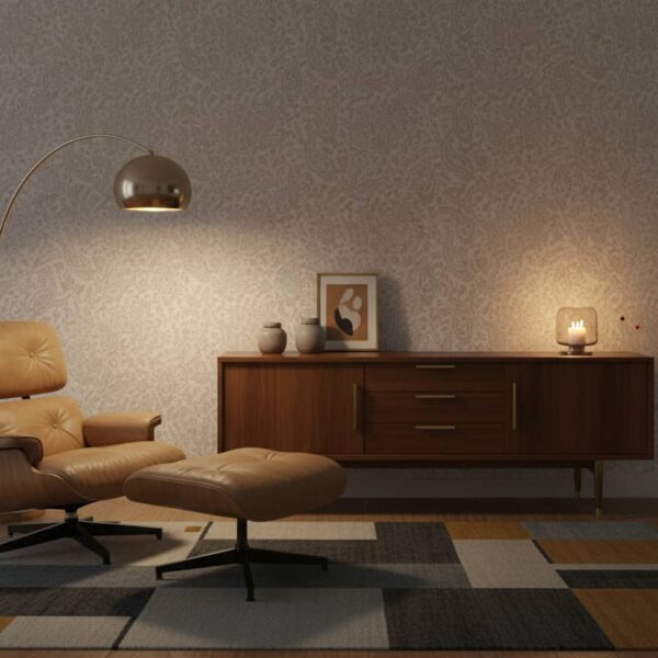 Intertwined Paisley Wallpaper wallpaper in a Mid-Century Modern room