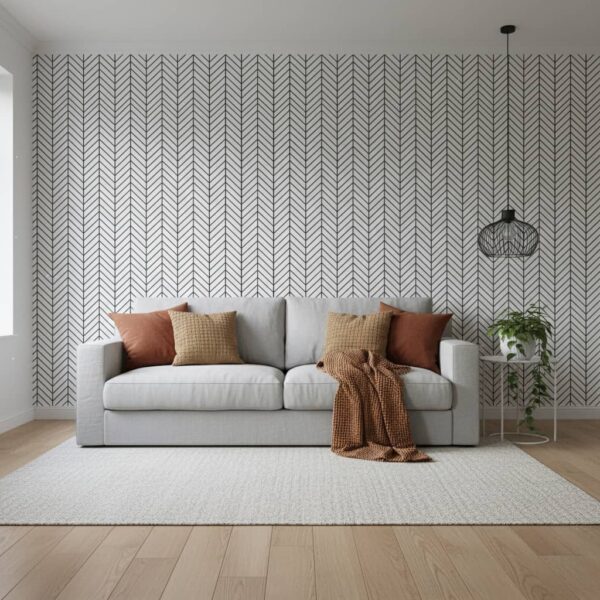 Modern Herringbone Wallpaper wallpaper in a Scandinavian room