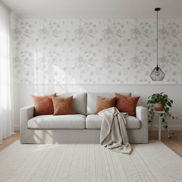 Mono Blanca Wallpaper wallpaper in a Scandinavian room