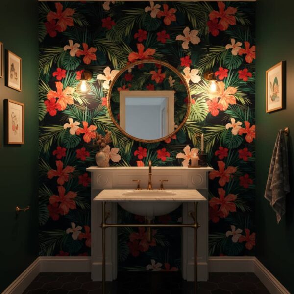 Morada Dusk Wallpaper wallpaper in a Powder Room room