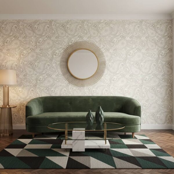 Muted Micros Wallpaper wallpaper in a Art Deco room