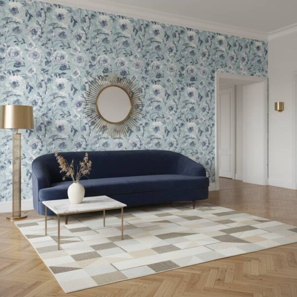 Nelumbo Watercolour Wallpaper wallpaper in a Art Deco room