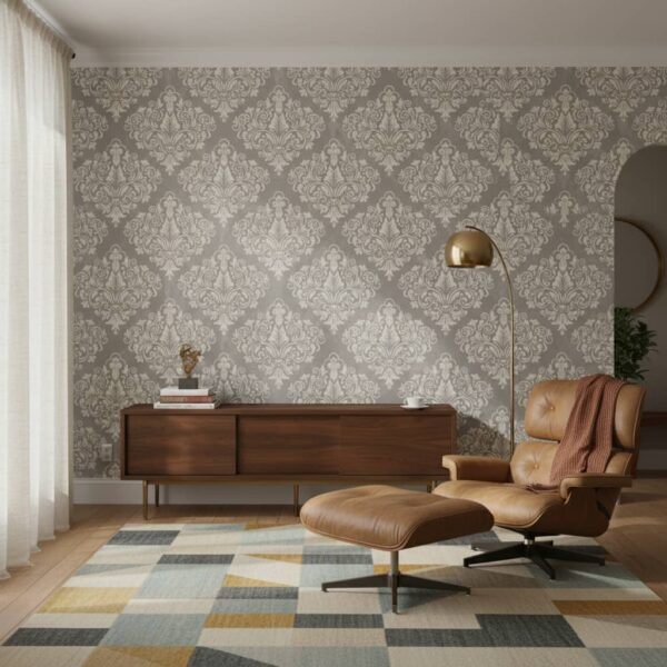 Nouvelle Wallpaper wallpaper in a Mid-Century Modern room