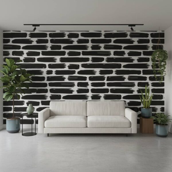 Paint Strokes Wallpaper wallpaper in a Modern Minimalist room