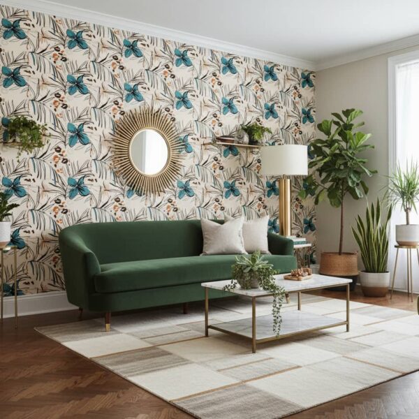 Papavero Wallpaper wallpaper in a Art Deco room