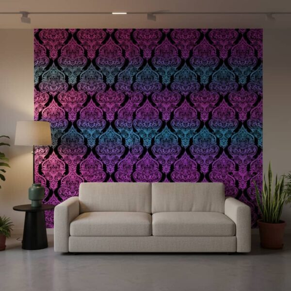 Patterned Auroral Wallpaper wallpaper in a Modern Minimalist room