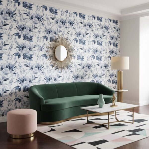 Peristeria Elata Wallpaper wallpaper in a Art Deco room