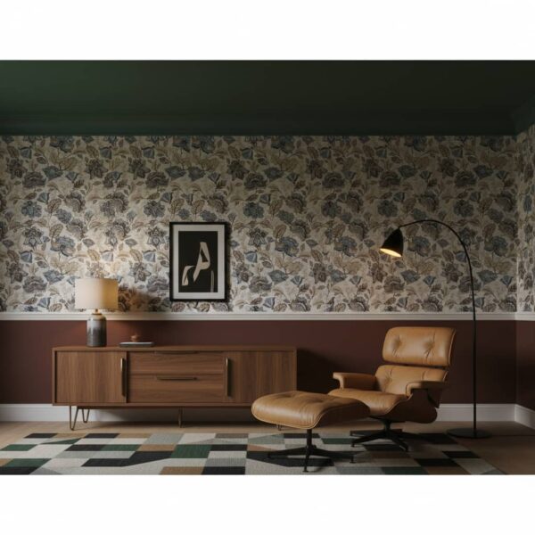 Ren Sita Growth Wallpaper wallpaper in a Mid-Century Modern room