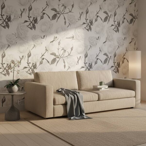 Snow White Wallpaper wallpaper in a Japandi room