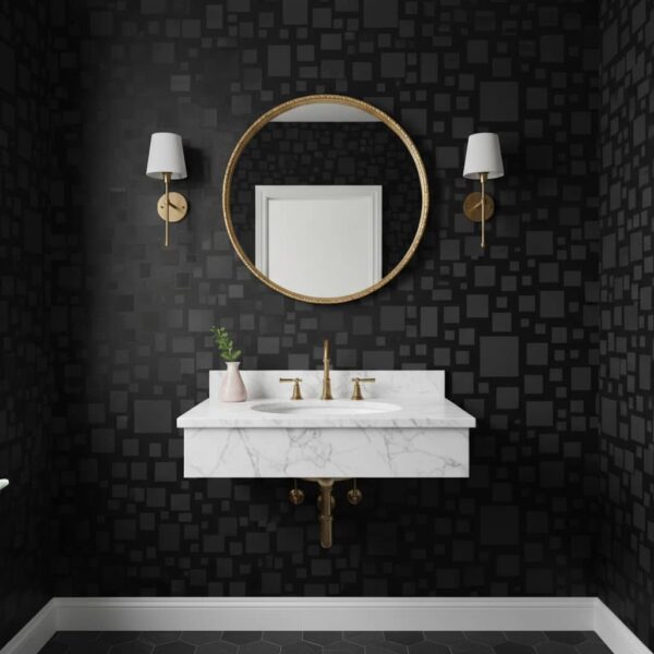 Toned Out Cubes Wallpaper wallpaper in a Powder Room room