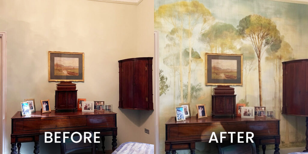 First in Canada Wallpaper Room Visualiser | Peel & Stick Wallpaper Online | Proudly Made in Canada Wallpaper Canada Room Visualiser before and after