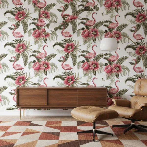 Antique Flamingo - This exquisite Antique Flamingo Wallpaper brings tropical elegance to any space with its stunning