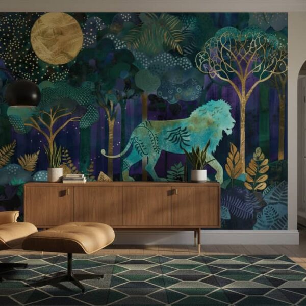 Nocturnal Jungle King - Canadian-made Animal Wall Murals wallpaper from Wallpaper Online Canada