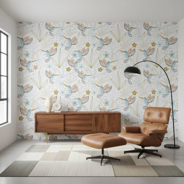 Pastel Positivity - This enchanting wallpaper features delicate hummingbirds in soft pastels, dancing among whimsical