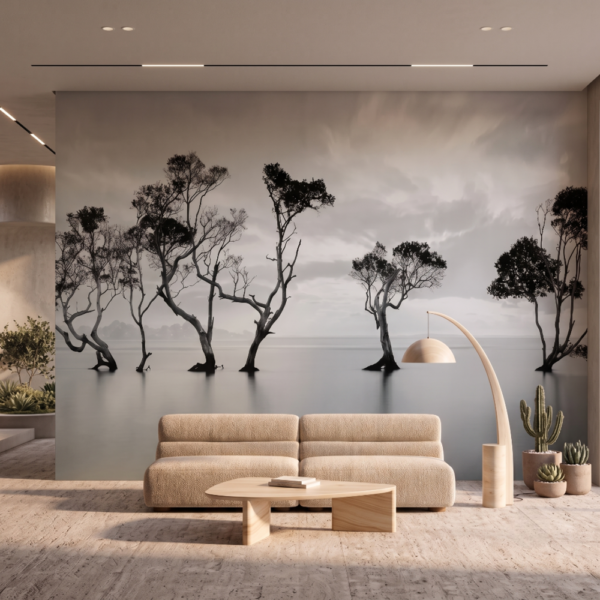 Still Waters Gnarled Trees - Canadian-made Abstract Wall Murals wallpaper from Wallpaper Online Canada